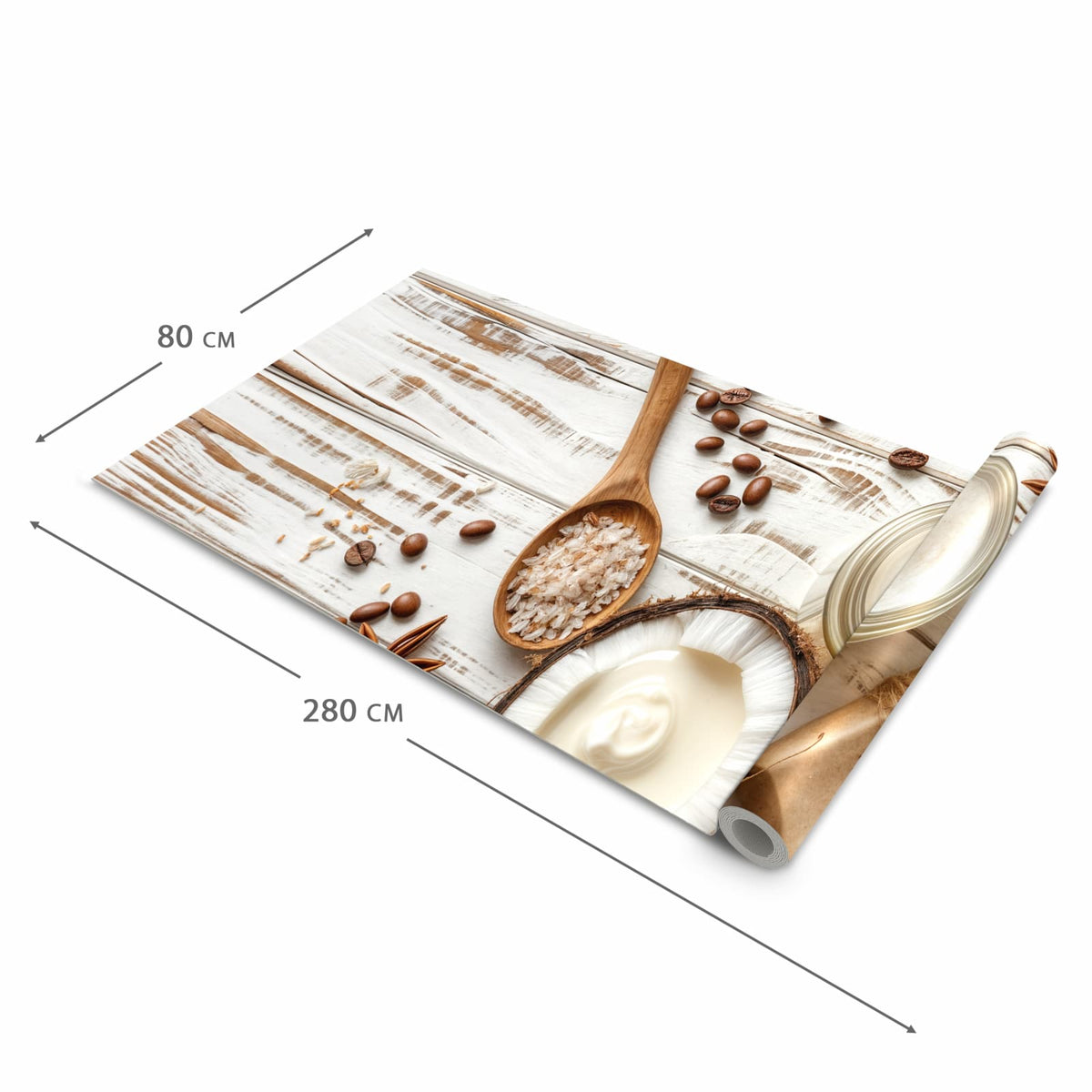 Langlebiger waschbarer Küchenläufer mit Motiv Natürliche Pflegeprodukte in der Grösse 80x280 cm