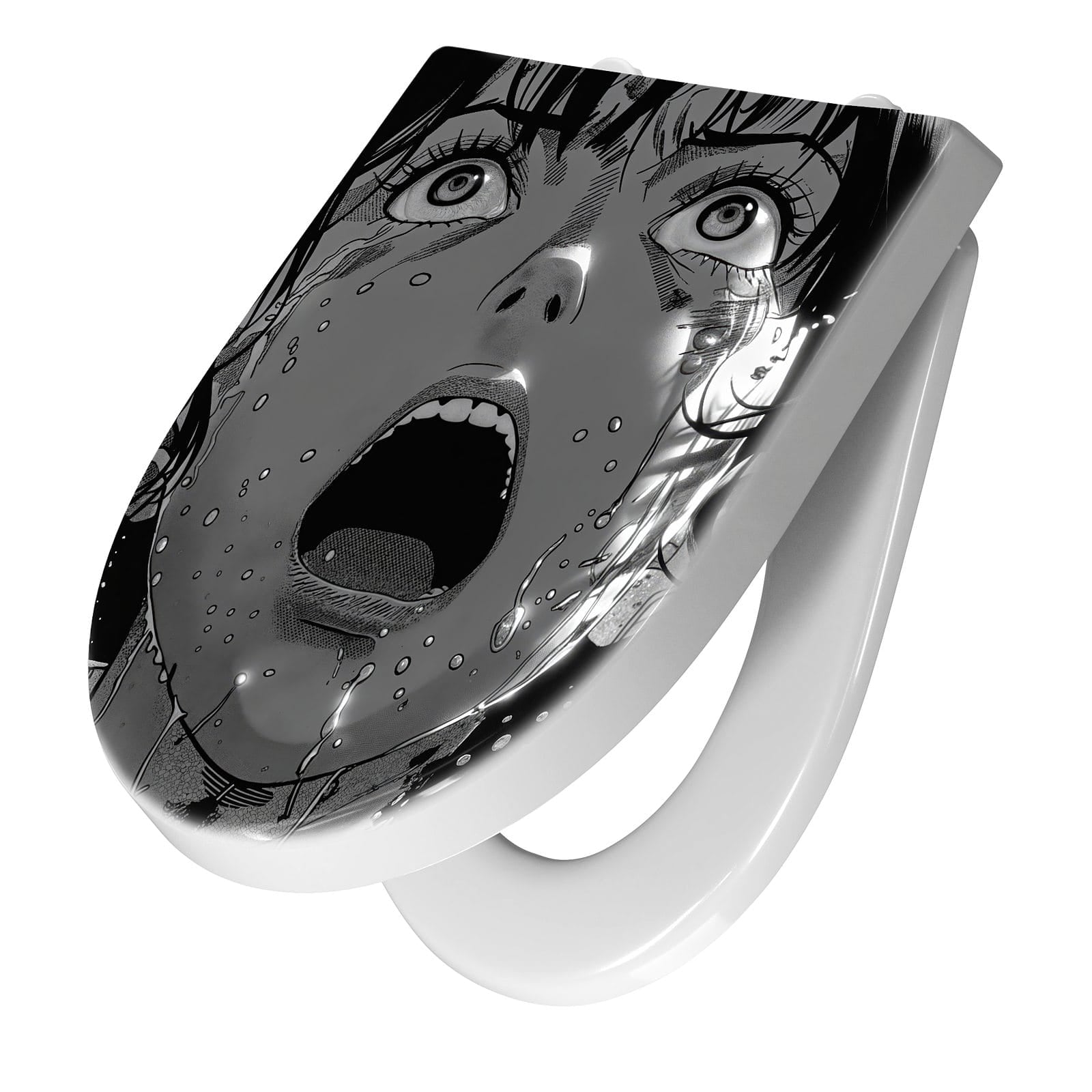 WC-Sitz mit Absenkautomatik Schreiender Ausdruck