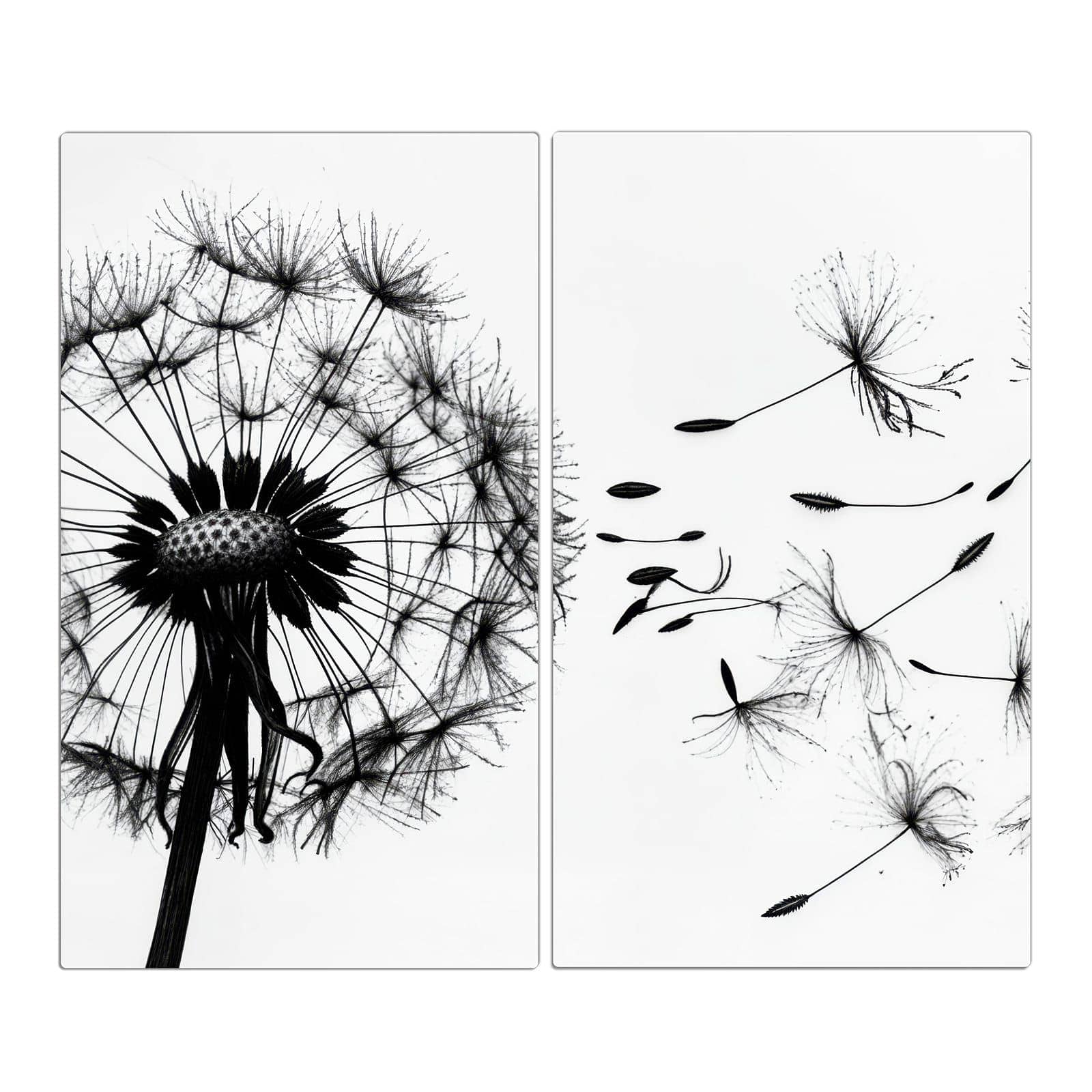 2-teilige Ceranfeldabdeckungen mit Pusteblume-Motiv in der Frontansicht #grösse_2-Teilig (60x52cm)