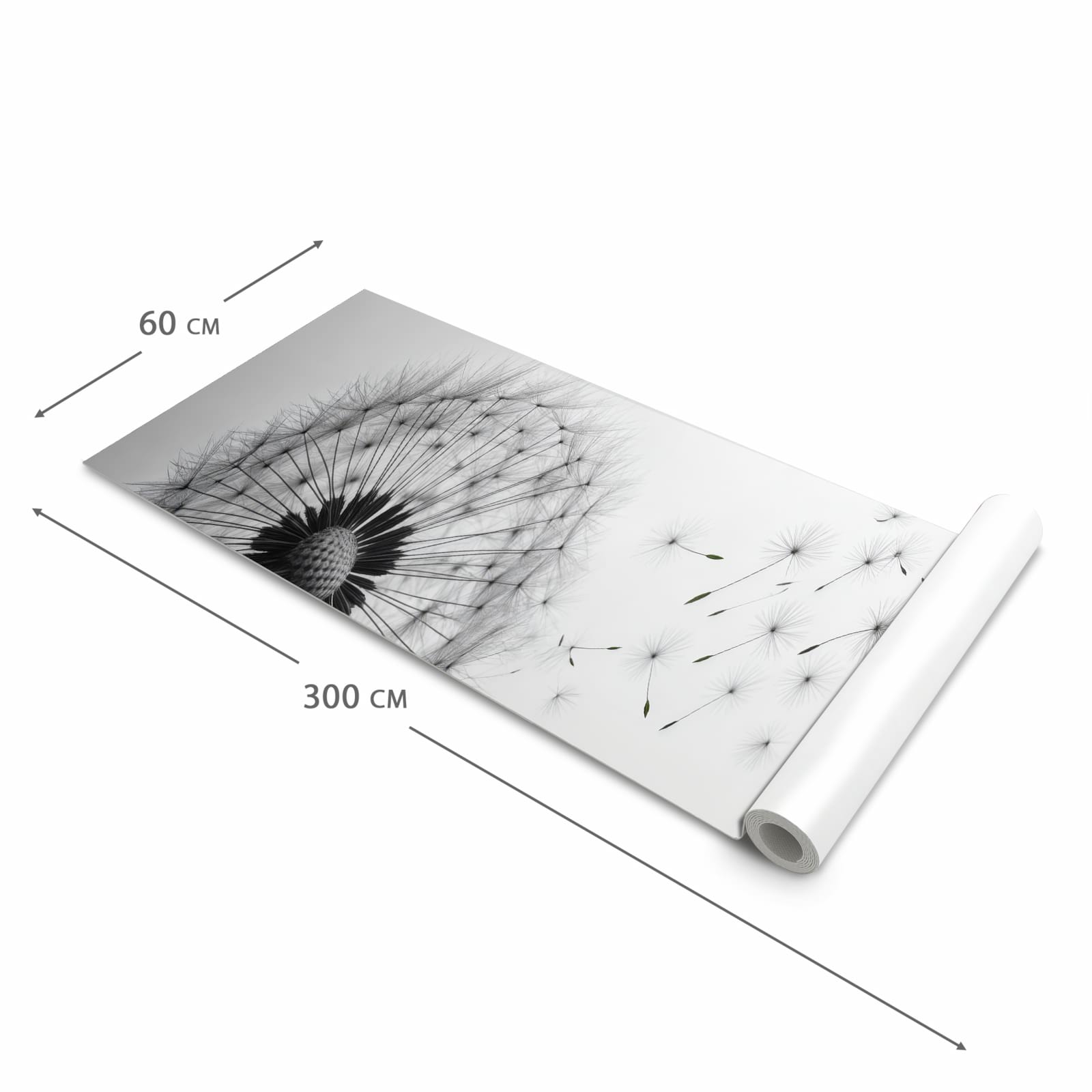 Bodenschonender Küchenteppich mit Motiv Pusteblume im Wind in der Grösse 80x200 cm