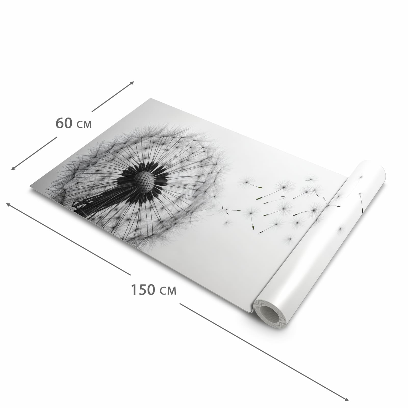 Waschbarer Küchenteppich mit Motiv Pusteblume im Wind in der Größe 80x200 cm