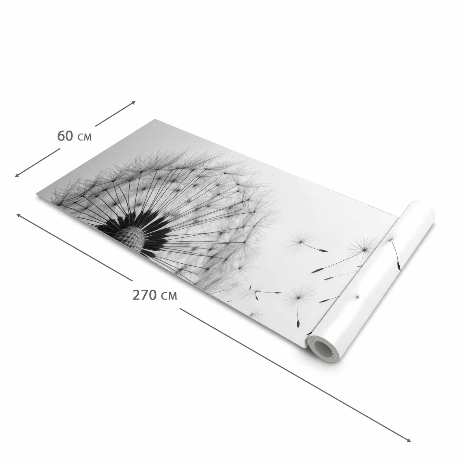 Feuchtigkeitsresistenter Küchenteppich mit Motiv Pusteblume im Wind in der Grösse 80x200 cm