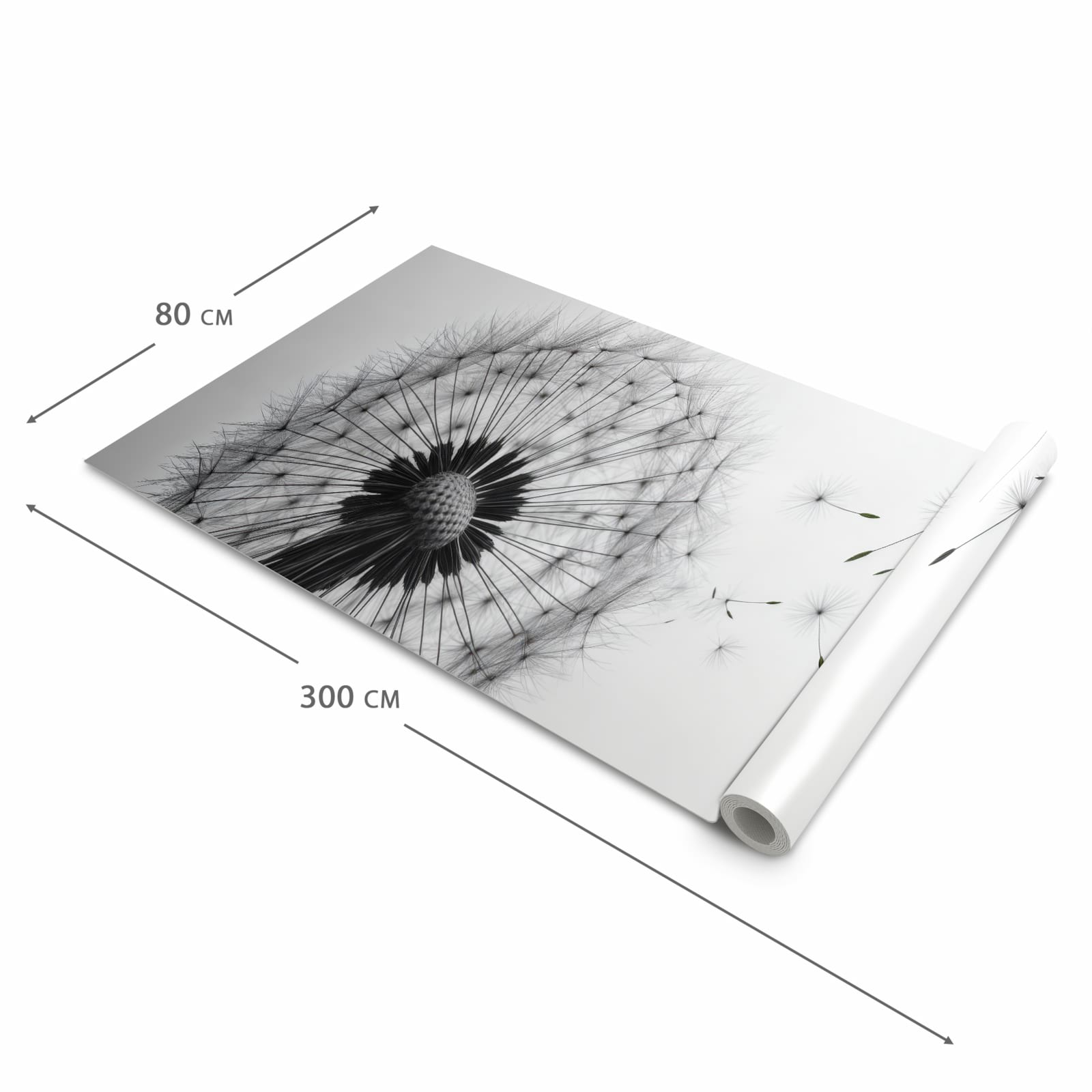 Küchenteppich mit Motiv Pusteblume im Wind in der Grösse 80x250 cm für sicheres Aufbewahren