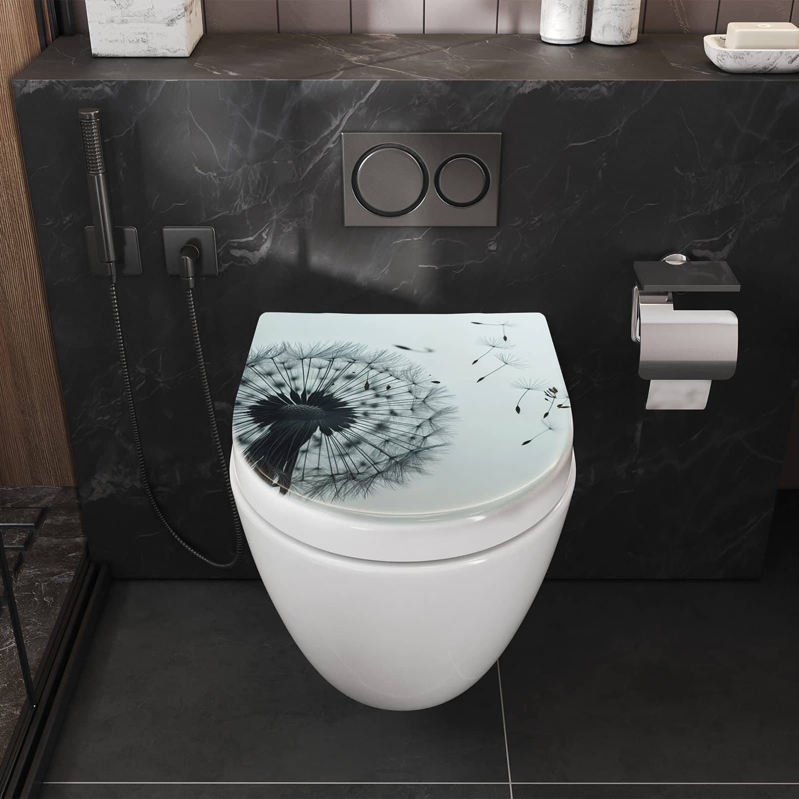 WC-Sitz mit Absenkautomatik In Wind Pusteblume