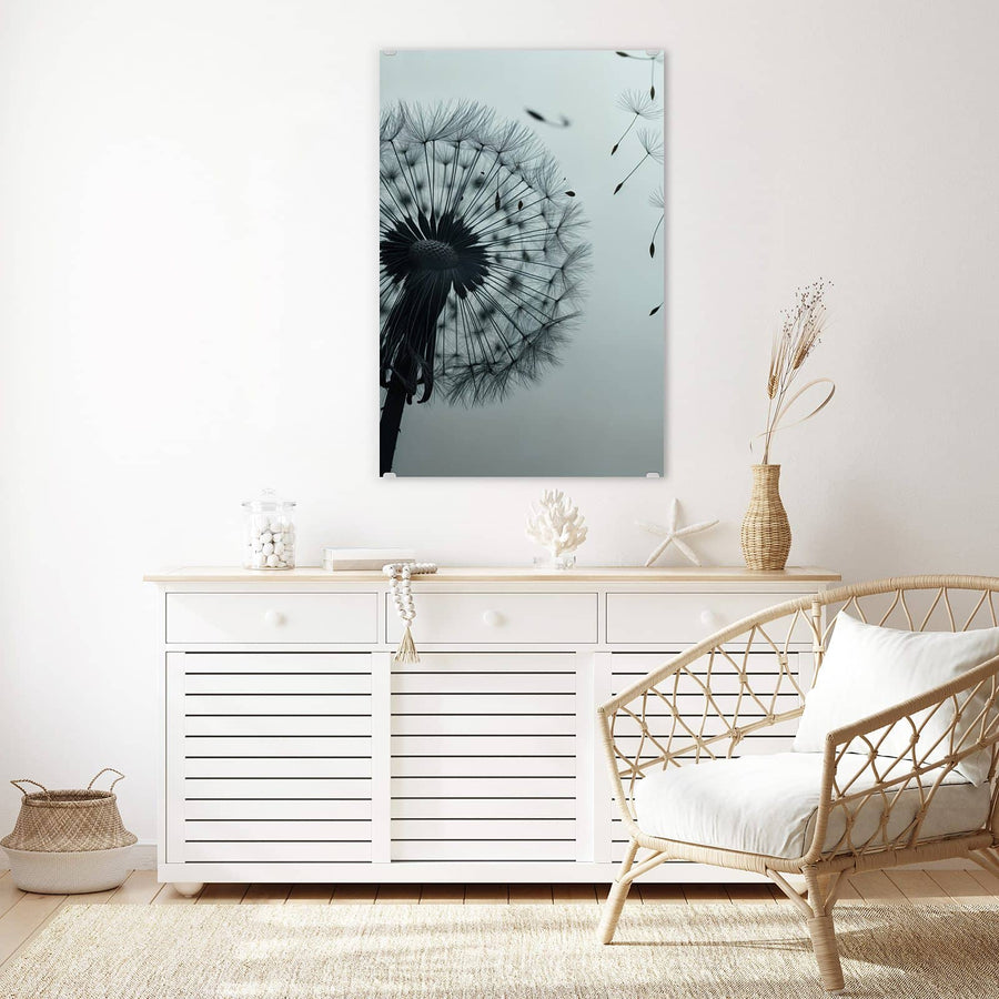 Maße Wandbild - Pusteblume in Graublau - Hochformat