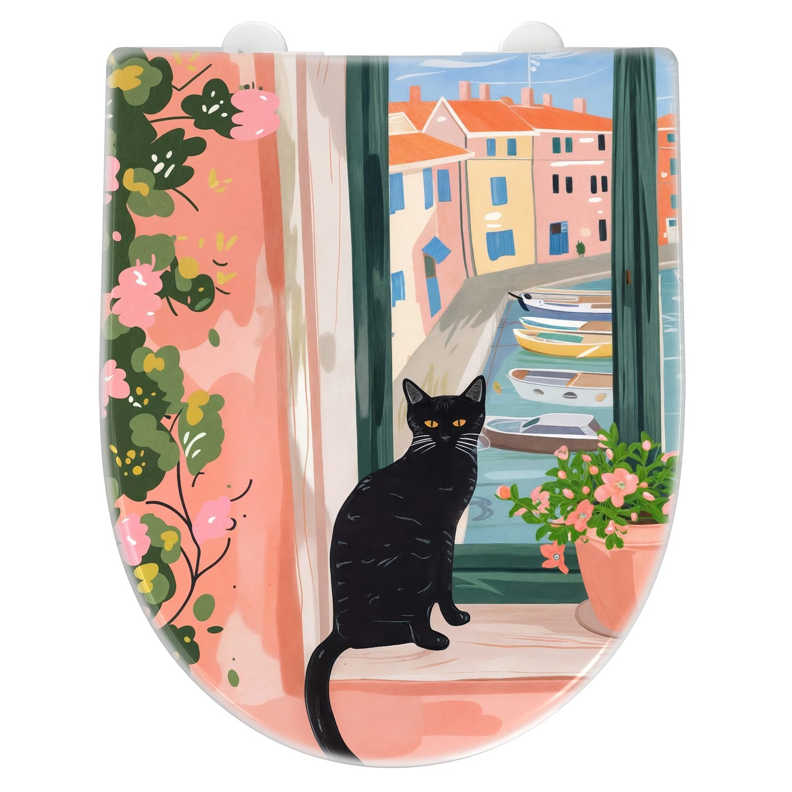WC-Sitz mit Absenkautomatik Katze am Fenster