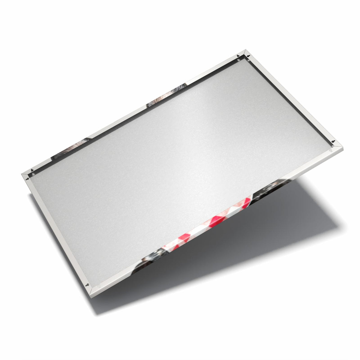 Nur 7 mm – liegt eng an der Wand – Metall Magnettafel - Bulldogge mit Halstuch