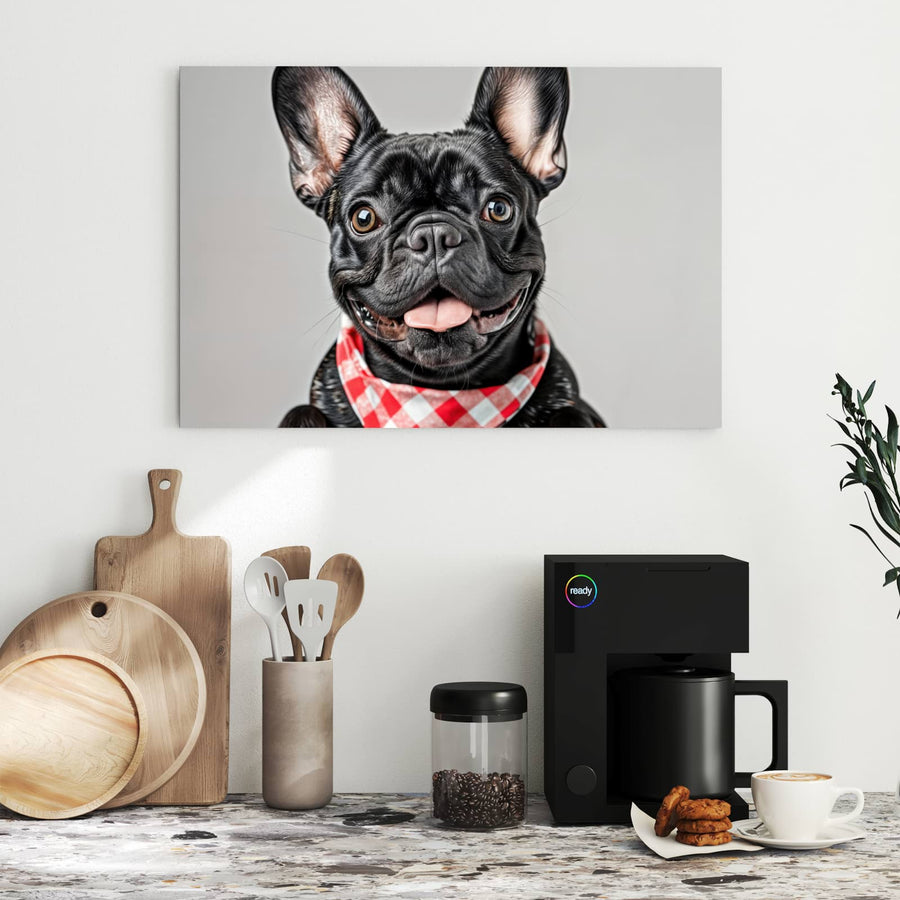 Maße Metall Magnettafel - Bulldogge mit Halstuch