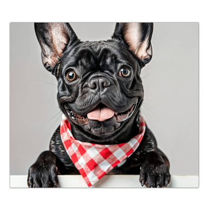 Herdabdeckplatte mit dem Motiv Bulldogge mit Halstuch