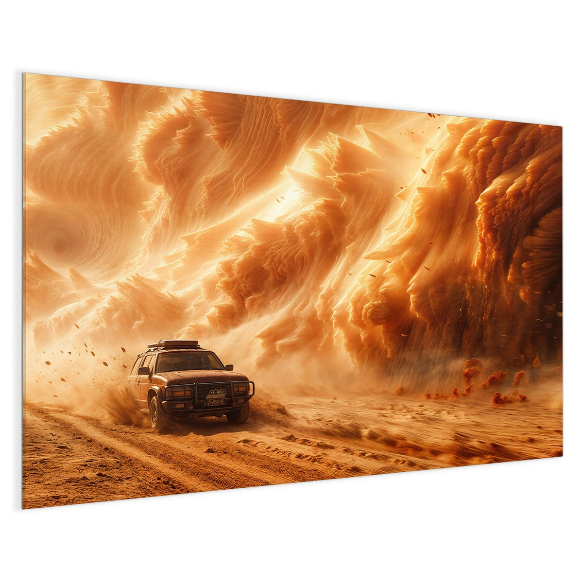 4 mm Glas statt lackiertem Blech – Magnettafel - Auto im Sandsturm