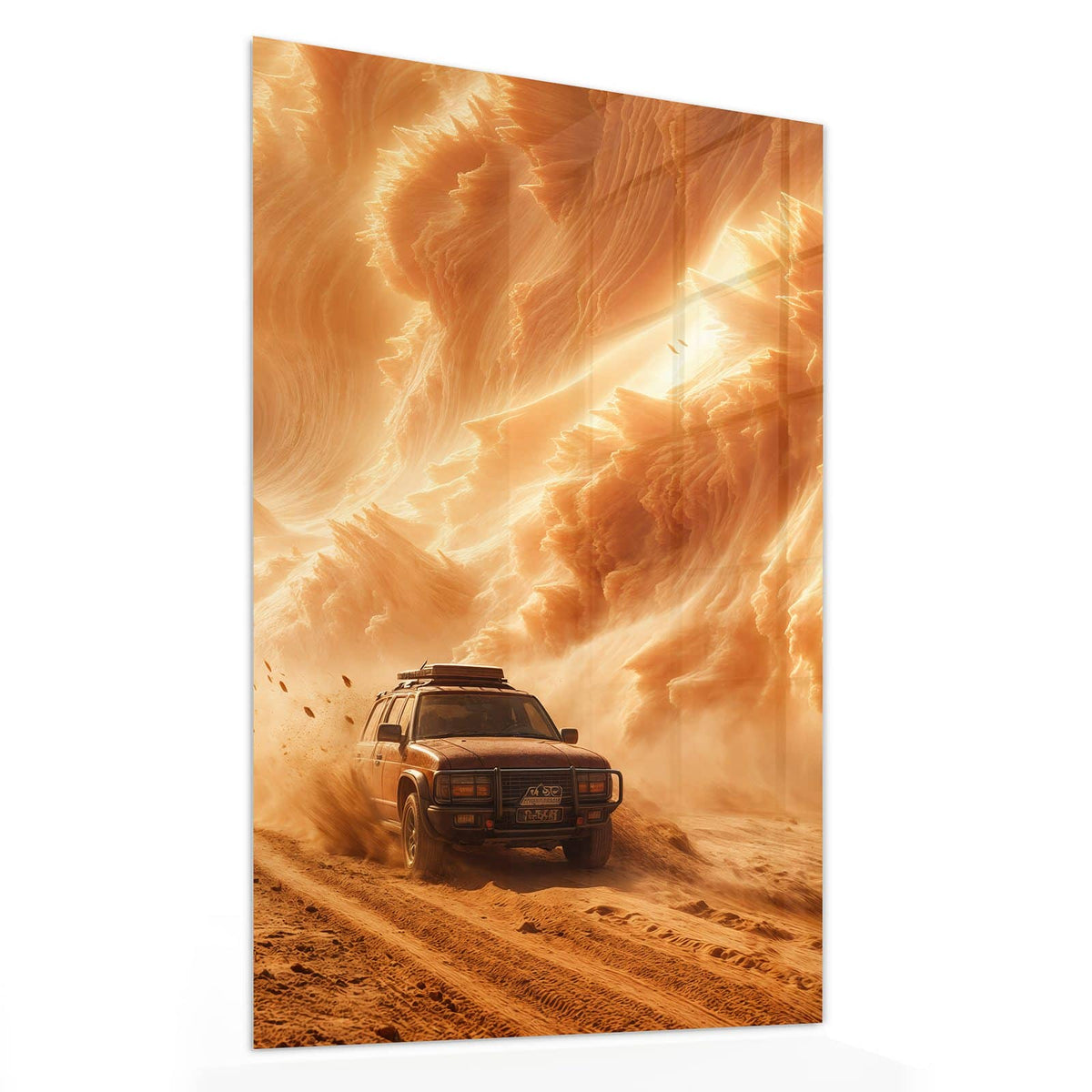 11 Größen – von 30 × 60 bis 60 × 150 cm – Wandbild - Auto im Sandsturm - Hochformat