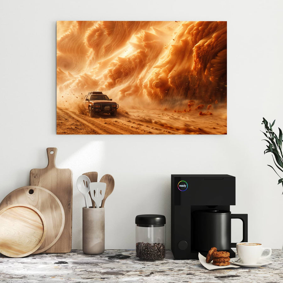 Maße Metall Magnettafel - Auto im Sandsturm