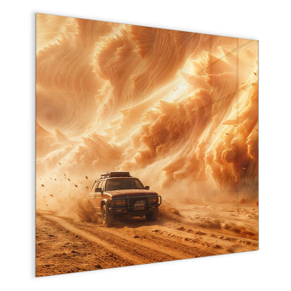 Magnettafel mit dem Motiv Auto im Sandsturm