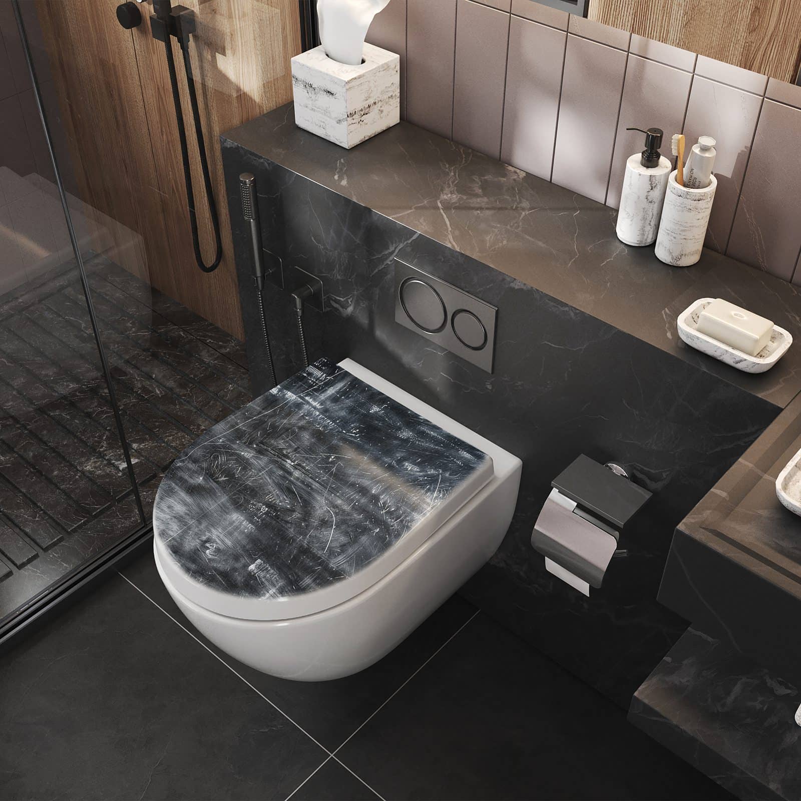 WC-Sitz mit Absenkautomatik Abstrakte Strukturen