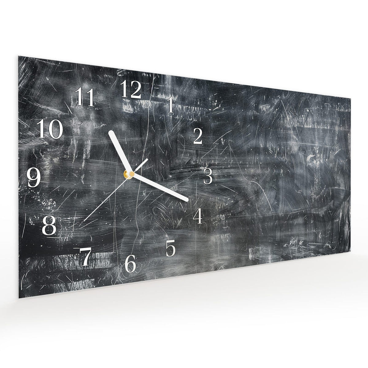 Vormontiert – mit Schwebeeffekt – Wanduhr Abstrakte Strukturen aus Glas – Querformat 60 × 30 cm