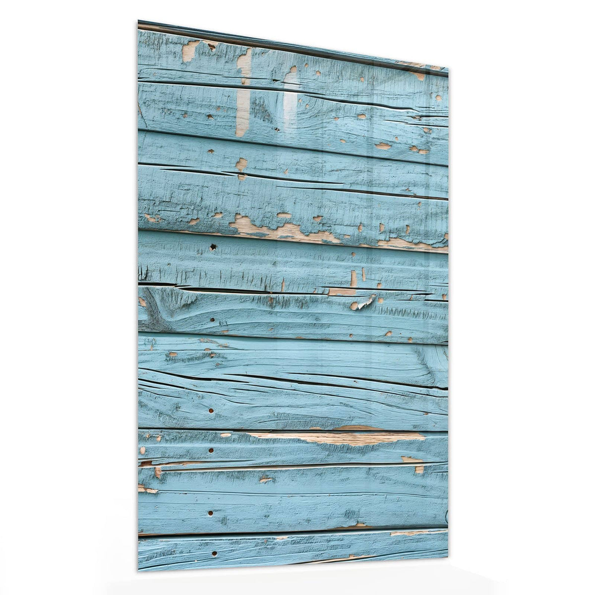 Glasbild Abblätterndes Hellblau von der Seite, 4 mm Echtglas