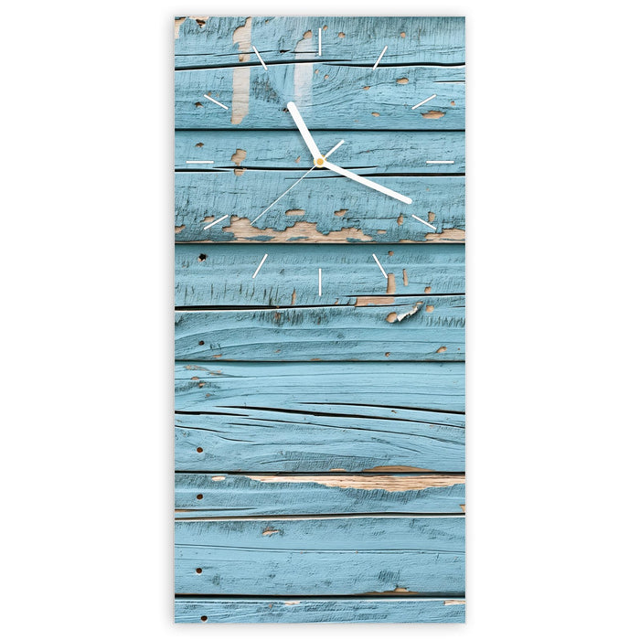 Wanduhr Gealtertes Holz aus Glas – Hochformat 30 × 60 cm mit Ziffernblatt Linie