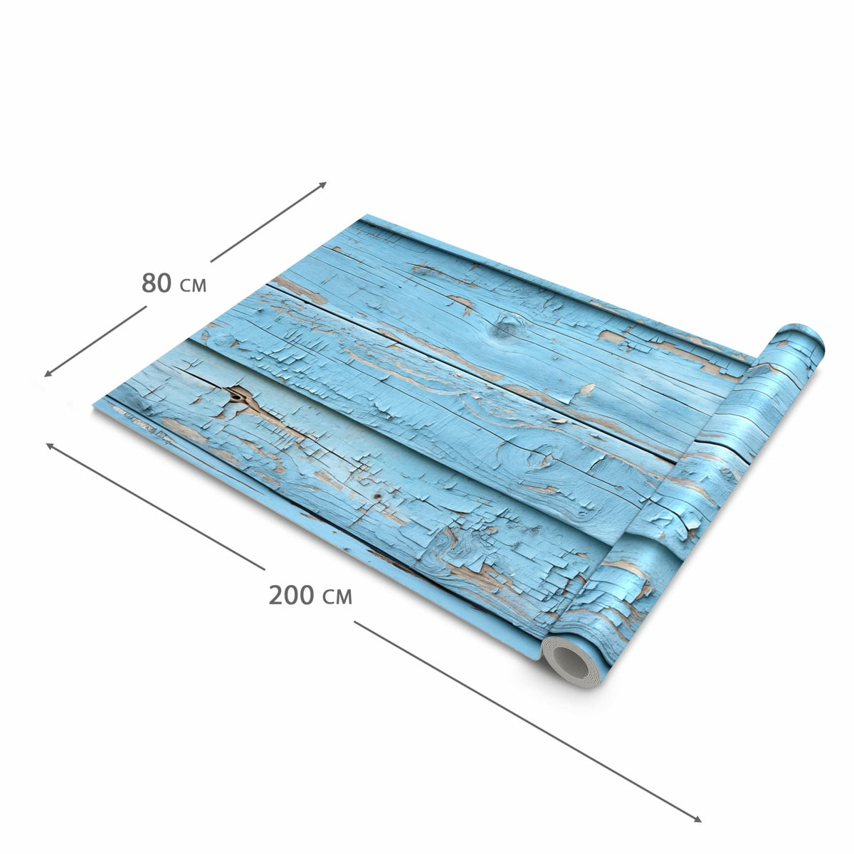 Moderner Küchenläufer mit Motiv Altes Holzblau in der Grösse 60x300 cm - angenehme Haptik