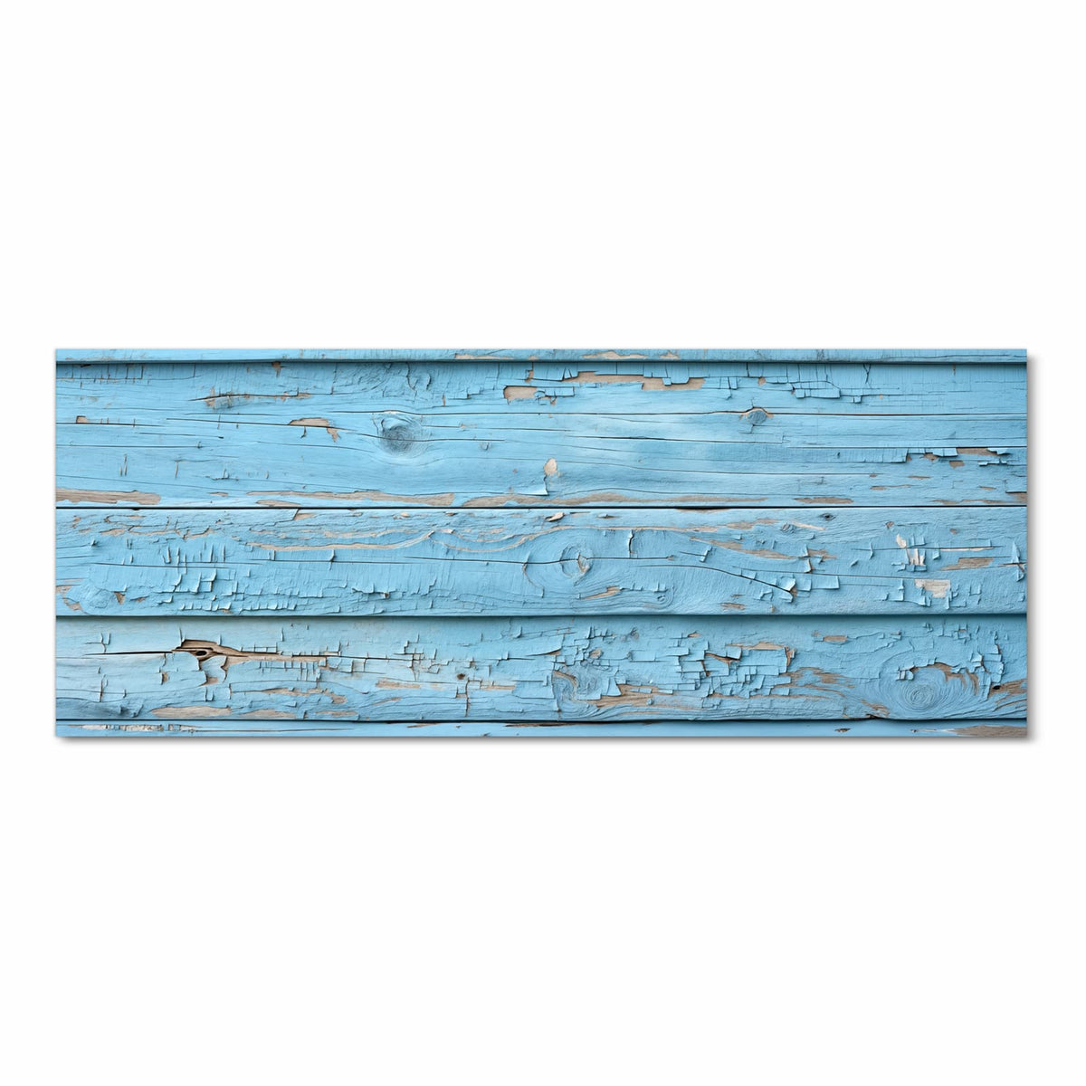 Pflegeleichter Teppichläufer für die Küche mit Motiv Altes Holzblau in Frontansicht