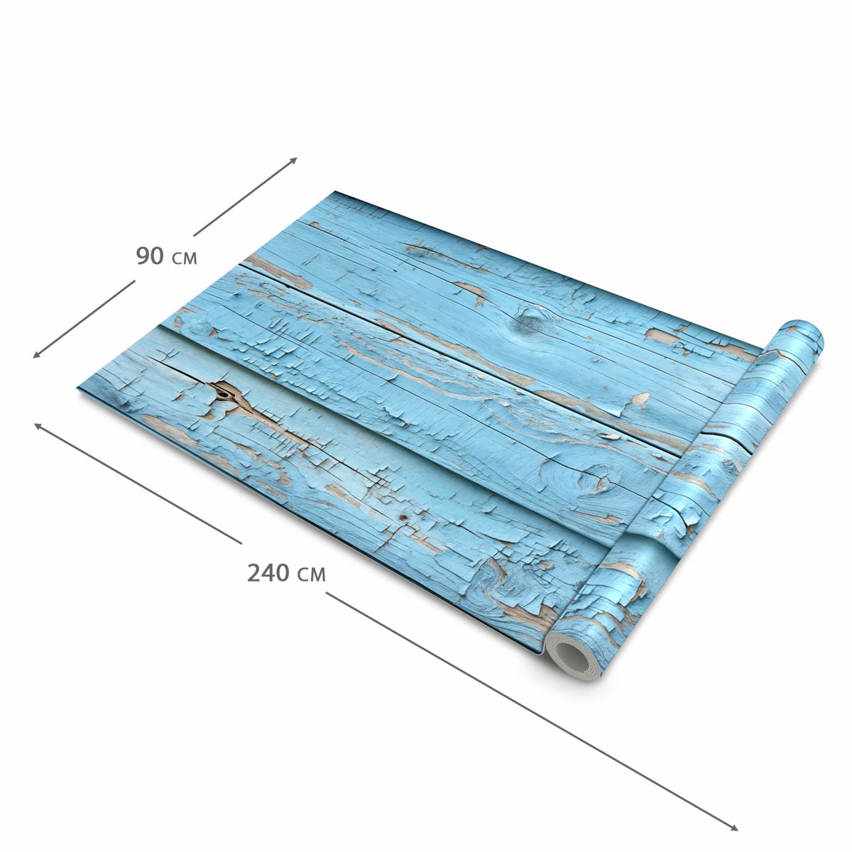 Rutschfester Küchenteppich mit Motiv Altes Holzblau in der Grösse 60x90 cm