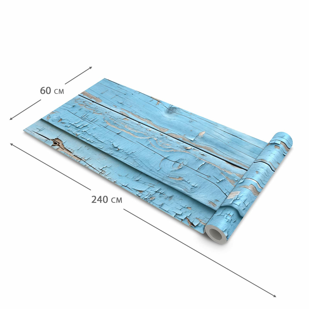 Pflegeleichter rutschfester Küchenläufer mit Motiv Altes Holzblau in der Grösse 60x300 cm