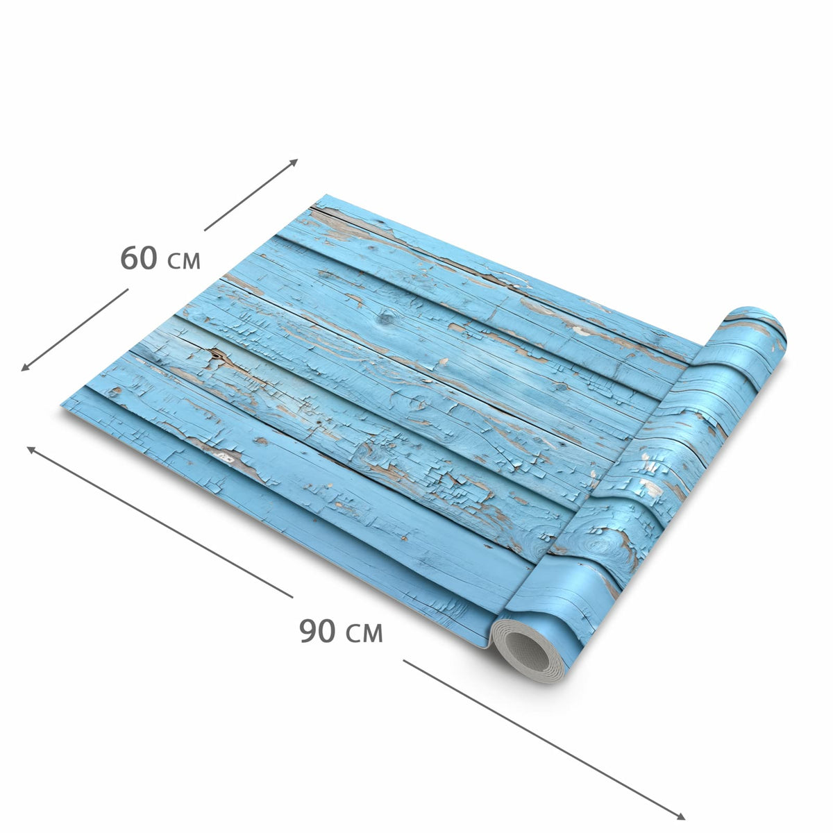 Rutschfester Küchenläufer mit Motiv Altes Holzblau in der Grösse 60x300 cm - einfach zu reinigen
