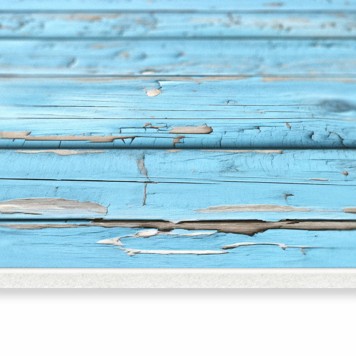 Rutschfester Küchenteppich mit Motiv Altes Holzblau in seitlicher Ansicht, leicht zu reinigen