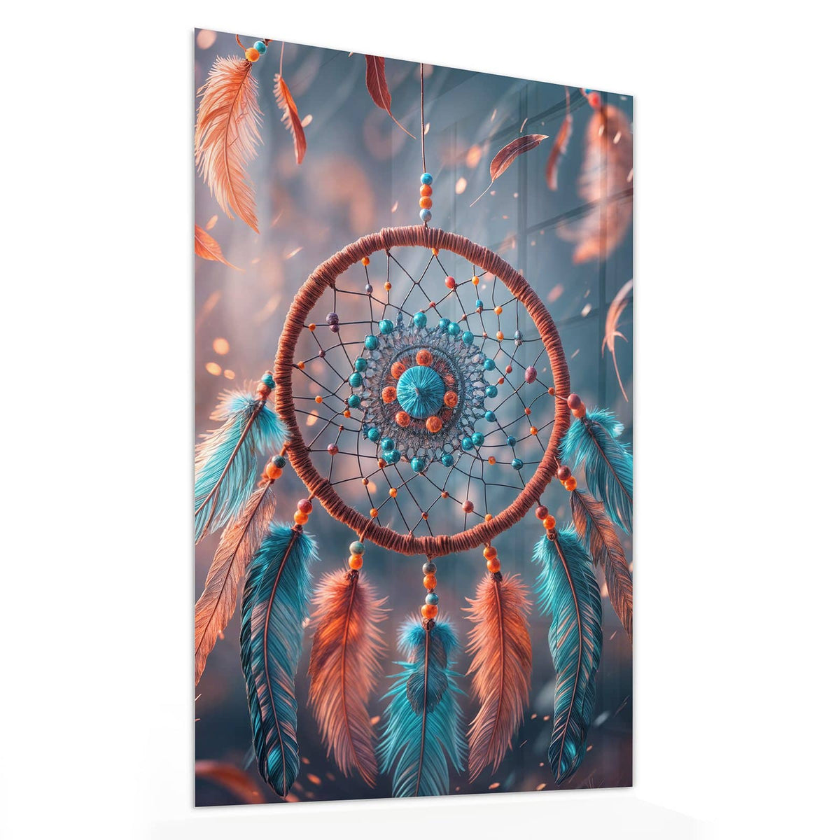 11 Größen – von 30 × 60 bis 60 × 150 cm – Wandbild - Traumfänger mit Federn - Hochformat