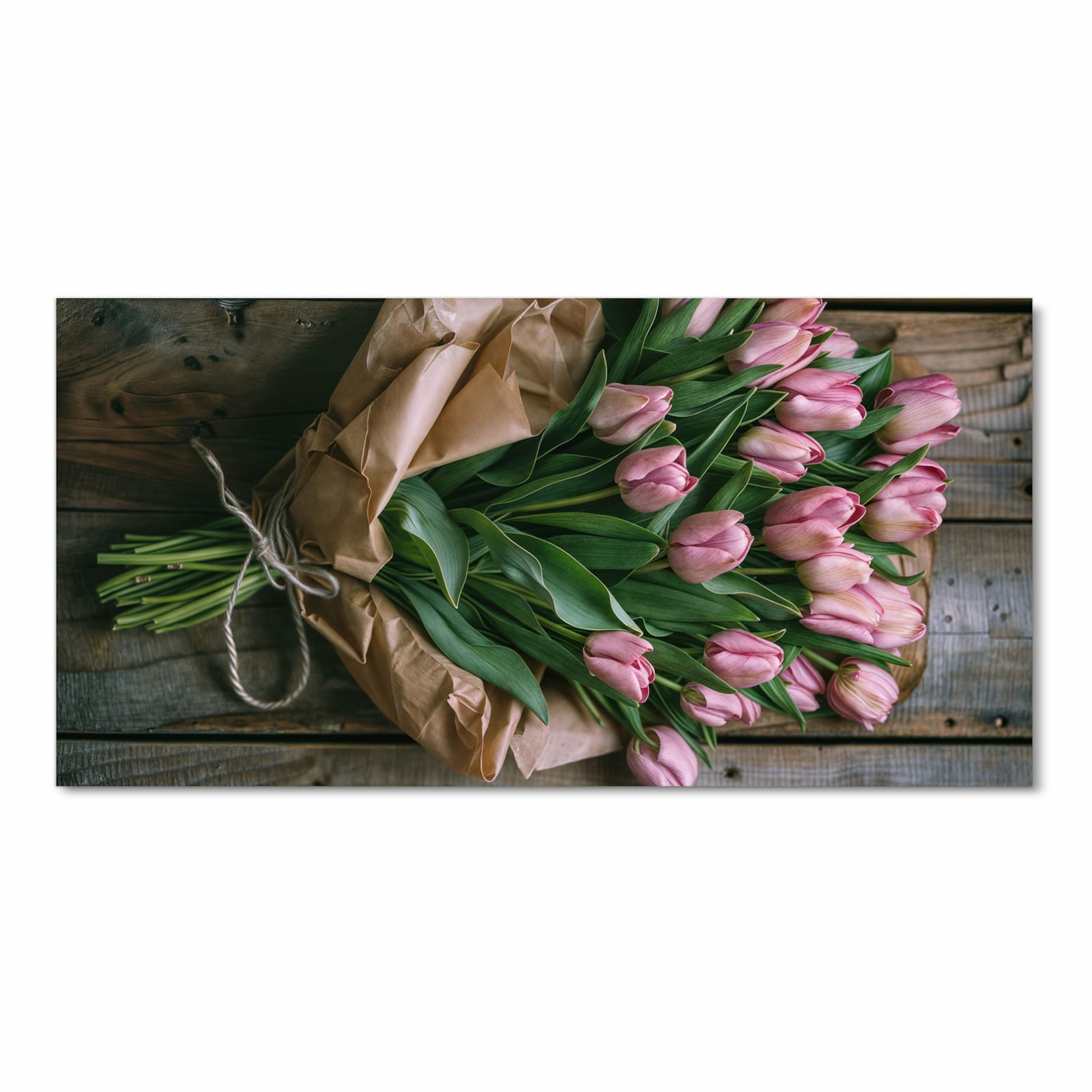 Hygienischer rutschfester Küchenläufer mit Motiv Rosa Tulpenstrauss in Frontansicht