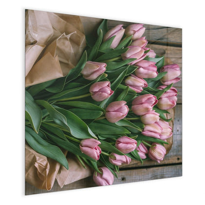 Magnettafel mit dem Motiv Rosa Tulpenstrauß