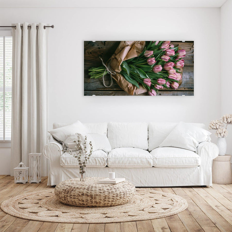 Maße Wandbild - Rosa Tulpenstrauß - Querformat