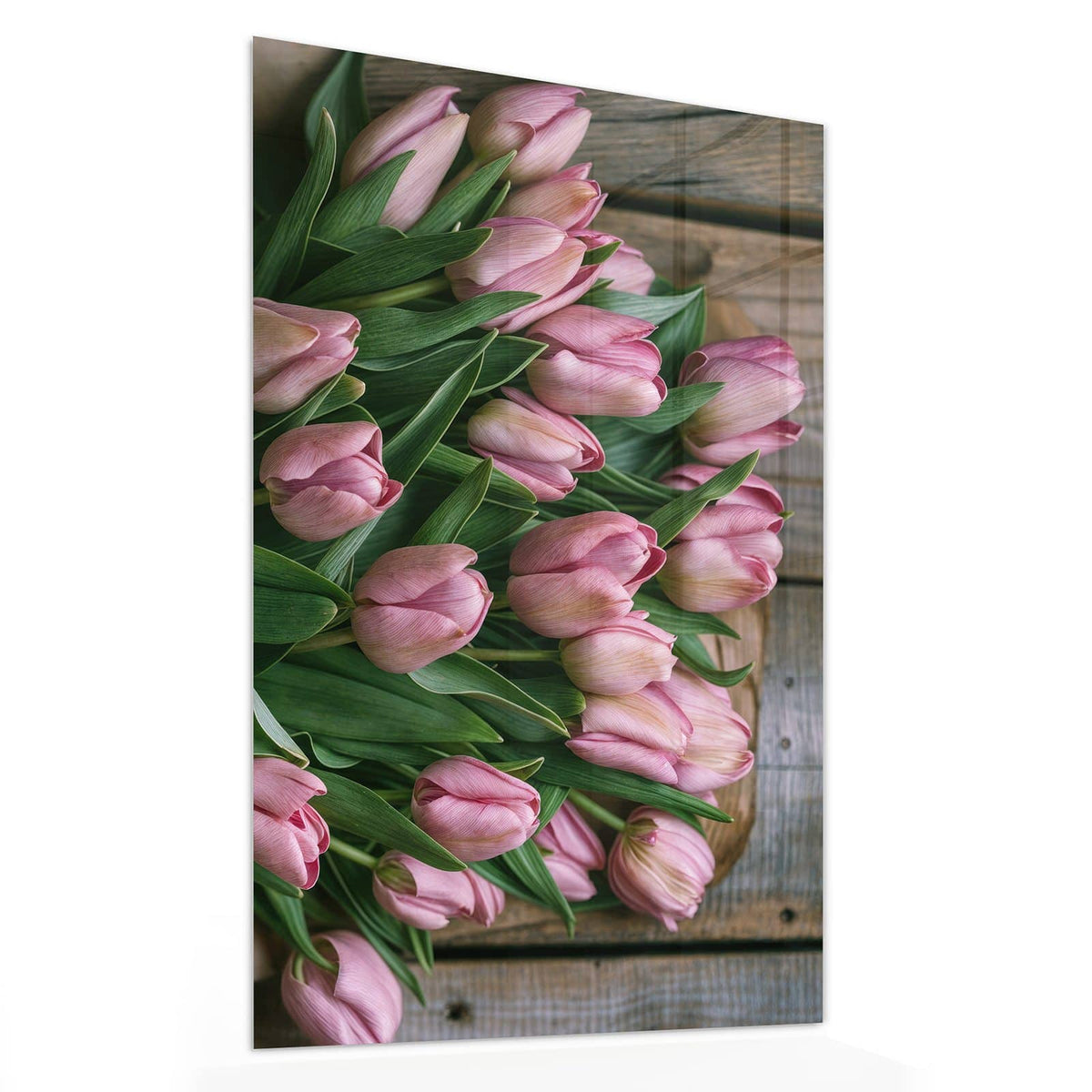 11 Größen – von 30 × 60 bis 60 × 150 cm – Wandbild - Rosa Tulpenstrauß - Hochformat