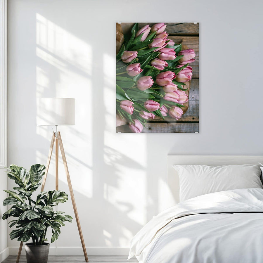 Maße Wandbild - Rosa Tulpenstrauß - Hochformat