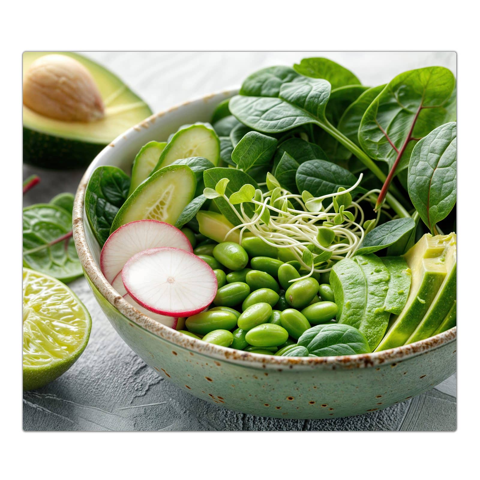 1-teilige Herdabdeckplatte aus Glas mit Gesunder Salat-Motiv in der Frontansicht #grösse_1-Teilig (60x52cm)