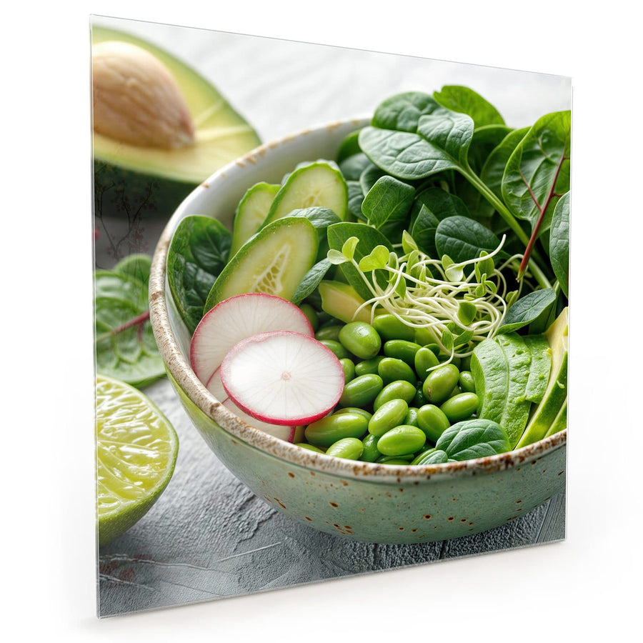 Maße Küchenrückwand Salat mit Avocado aus Glas