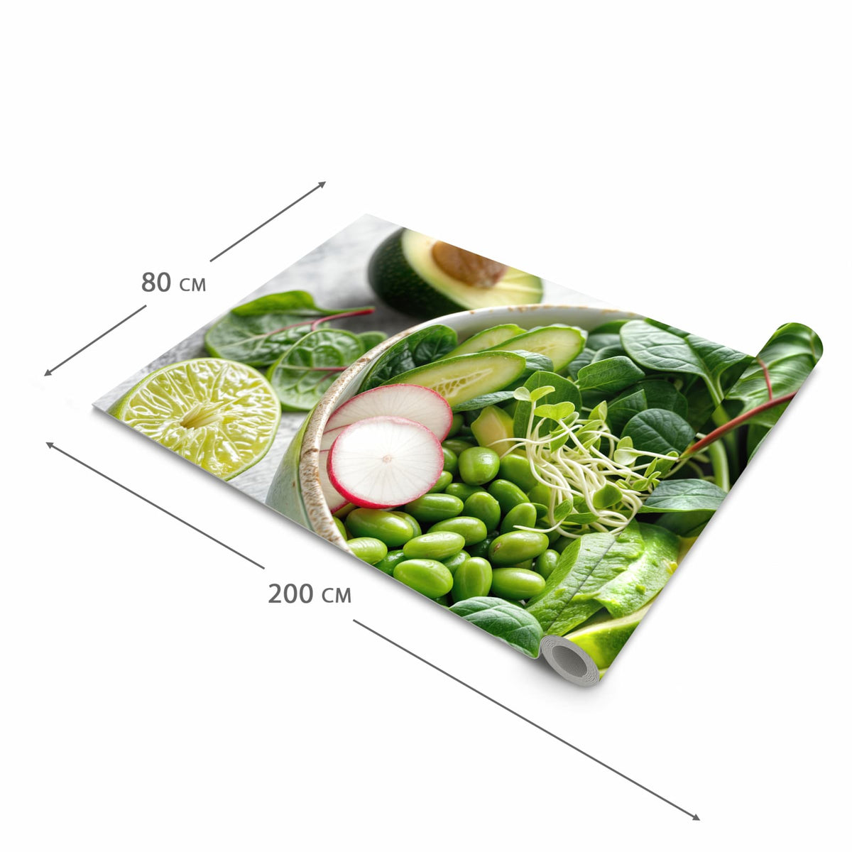 Komfortabler Läufer Küche mit Motiv Gesunder Salat in der Grösse 60x270 cm