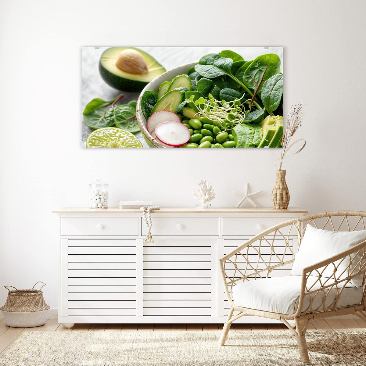 Echtglas, 4 mm – kein Acryl, keine Folie – Wandbild - Salat mit Avocado - Querformat