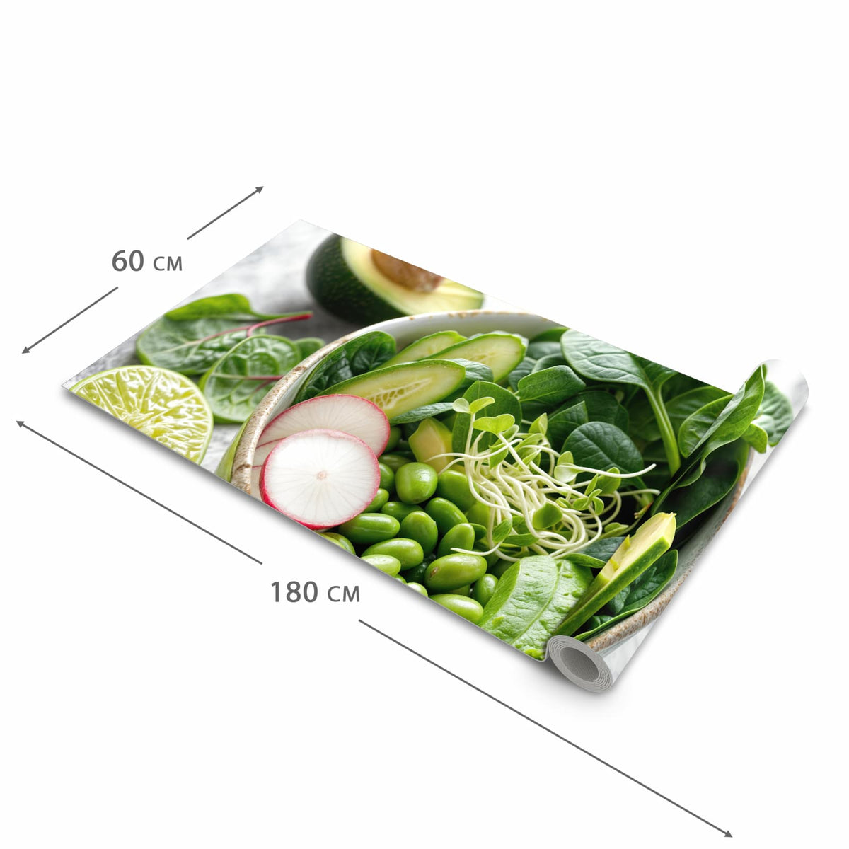 Küchenteppich mit Motiv Gesunder Salat in der Grösse 60x270 cm für sichere Aufbewahrung