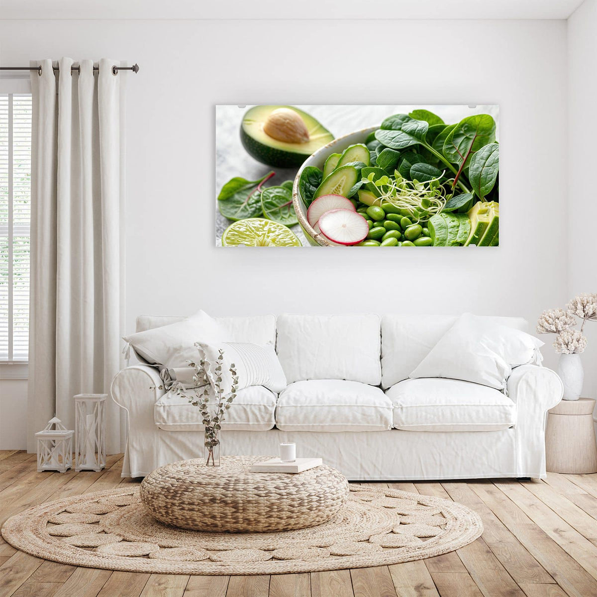 Wandbild - Salat mit Avocado - Querformat – Grüne Salatschüssel mit Avocado