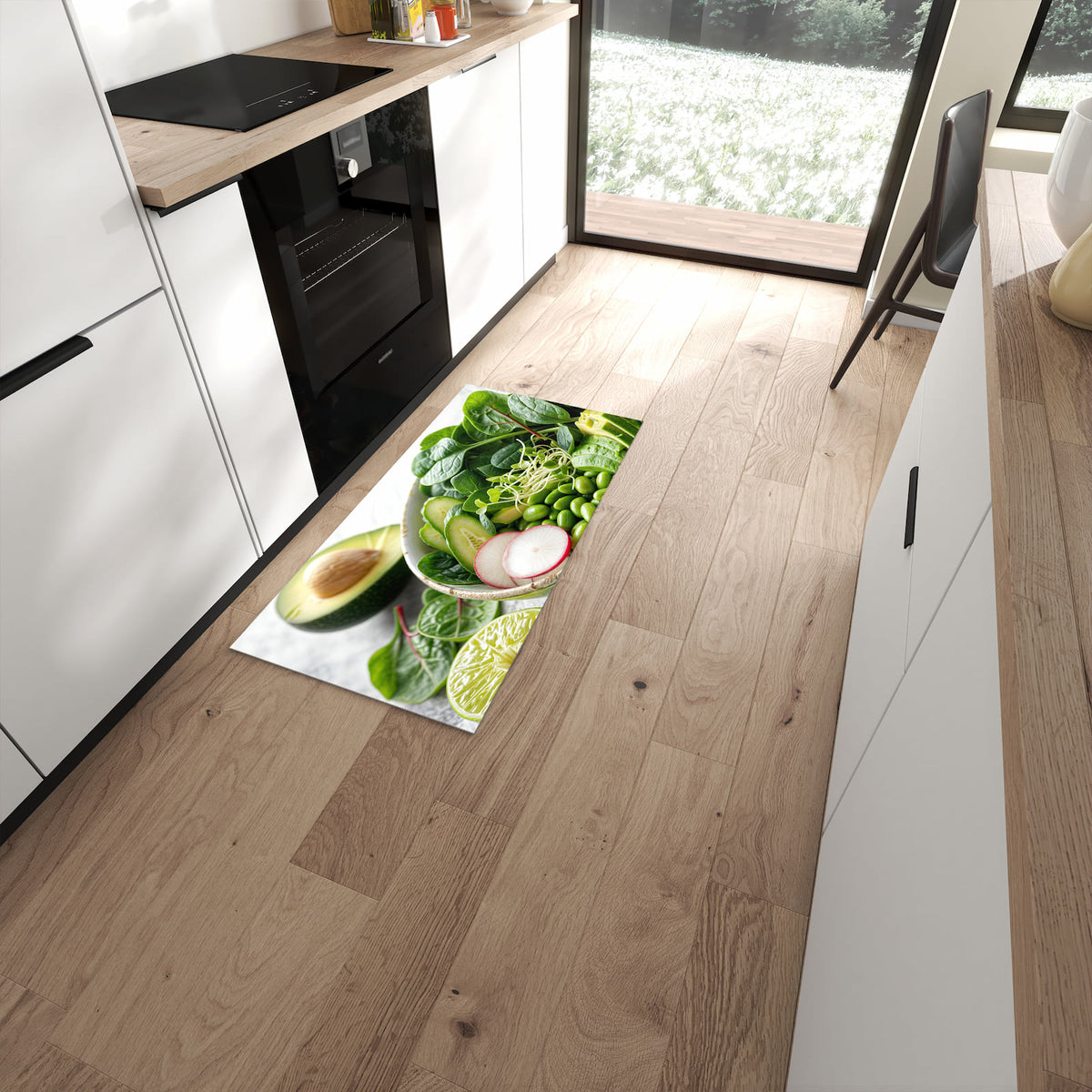 Komfortabler Küchenteppich mit Motiv Gesunder Salat in moderner Küche #grösse_60 x 120 cm