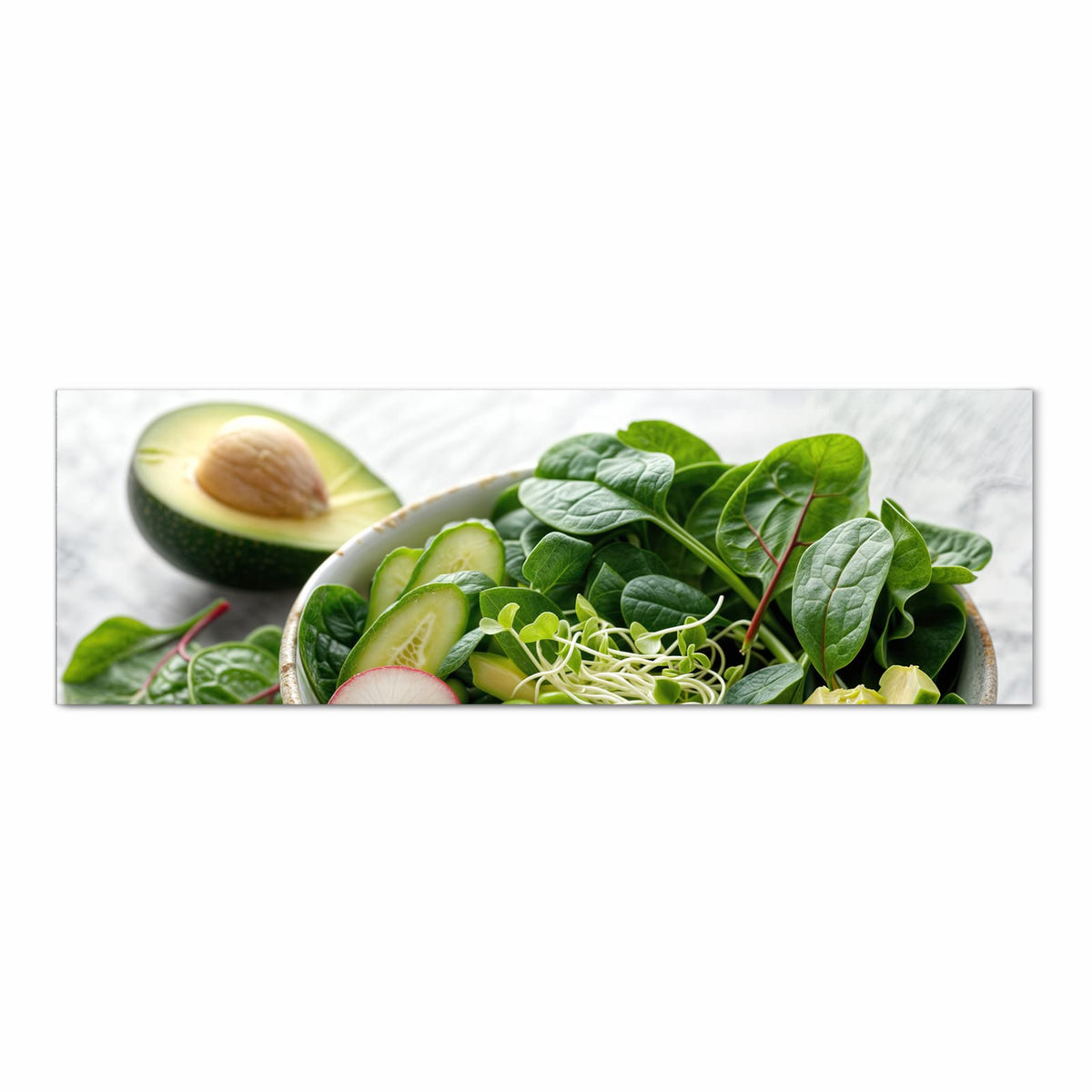 Komfortabler rutschfester Küchenläufer mit Motiv Gesunder Salat in Frontansicht