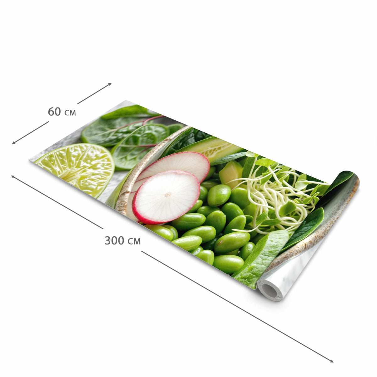 Abriebfester Küchenteppich mit Motiv Gesunder Salat in der Grösse 60x270 cm für die Küche