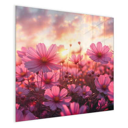 Magnettafel mit dem Motiv Cosmeen im Abendlicht