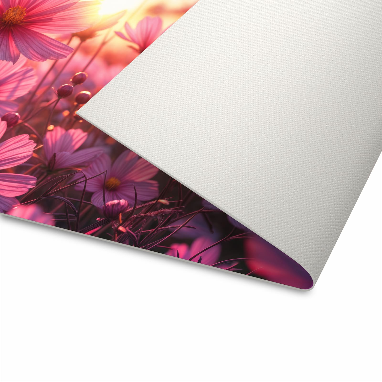 Formstabiler Läufer mit Motiv Blumenfeld Sonnenuntergang für rutschfesten Halt im Flur