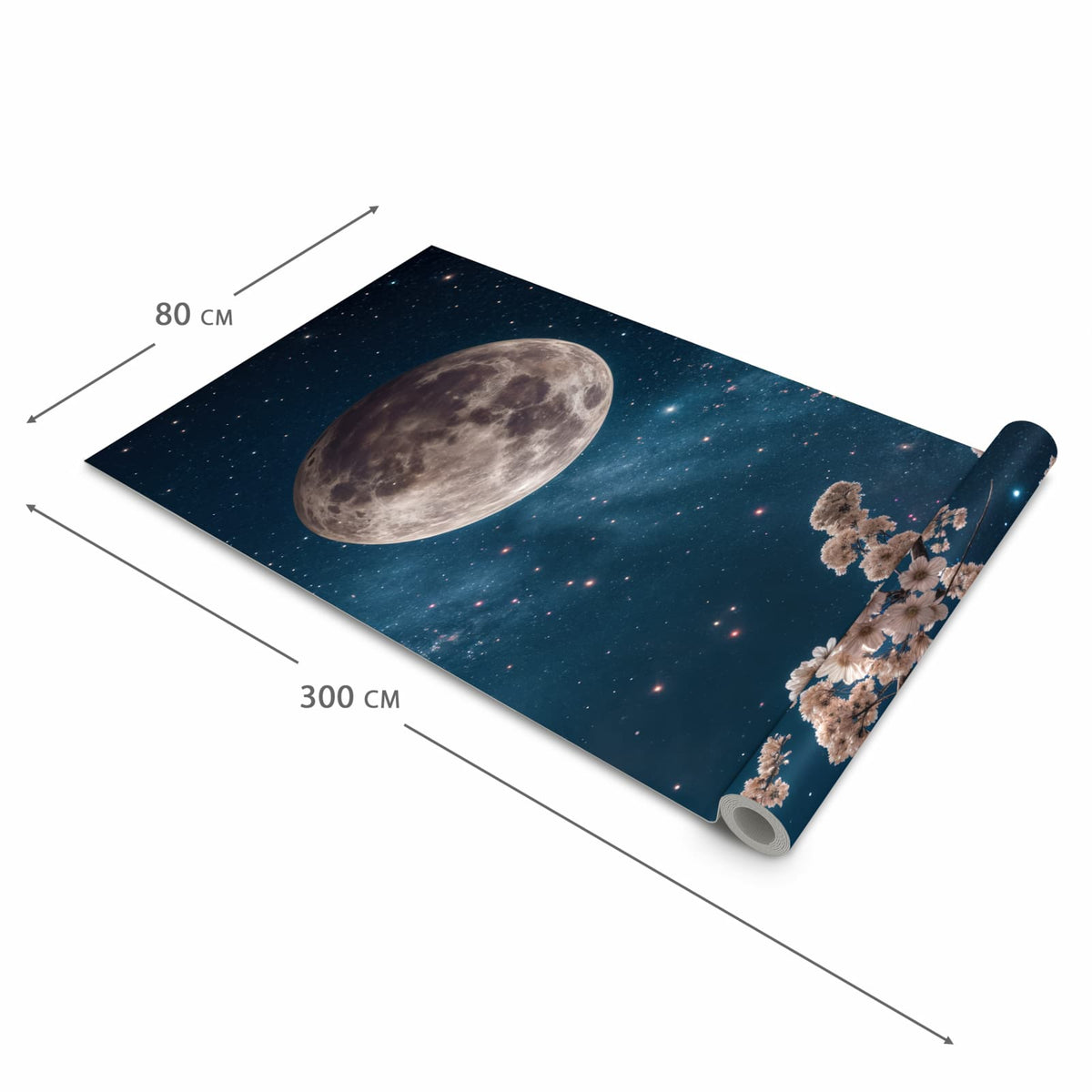 Langlebiger Küchenläufer mit Motiv Mondblumen Nacht in der Grösse 60x240 cm