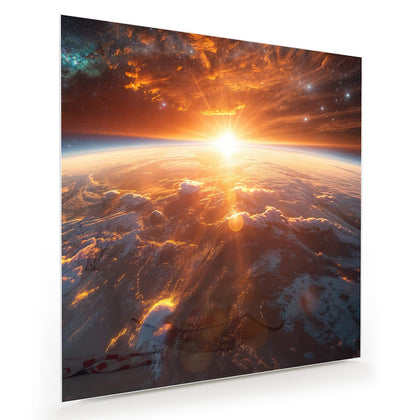 Wandbild mit dem Motiv Morgenrot über der Erde