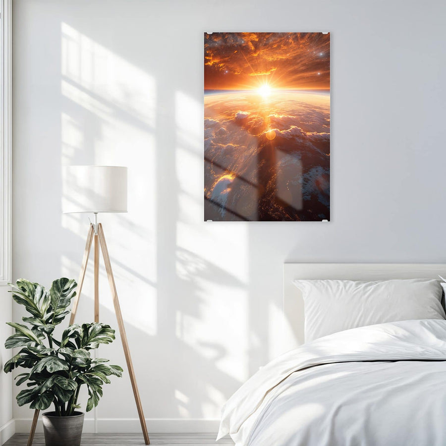 Maße Wandbild - Morgenrot über der Erde - Hochformat