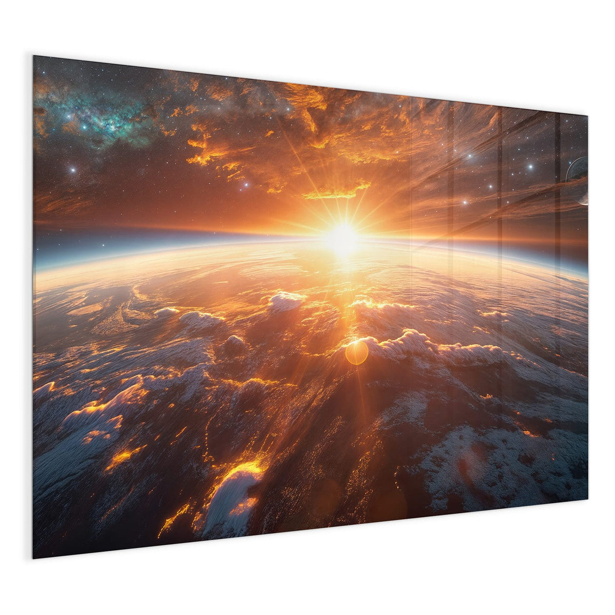 4 mm Glas statt lackiertem Blech – Glas Magnettafel - Morgenrot über der Erde