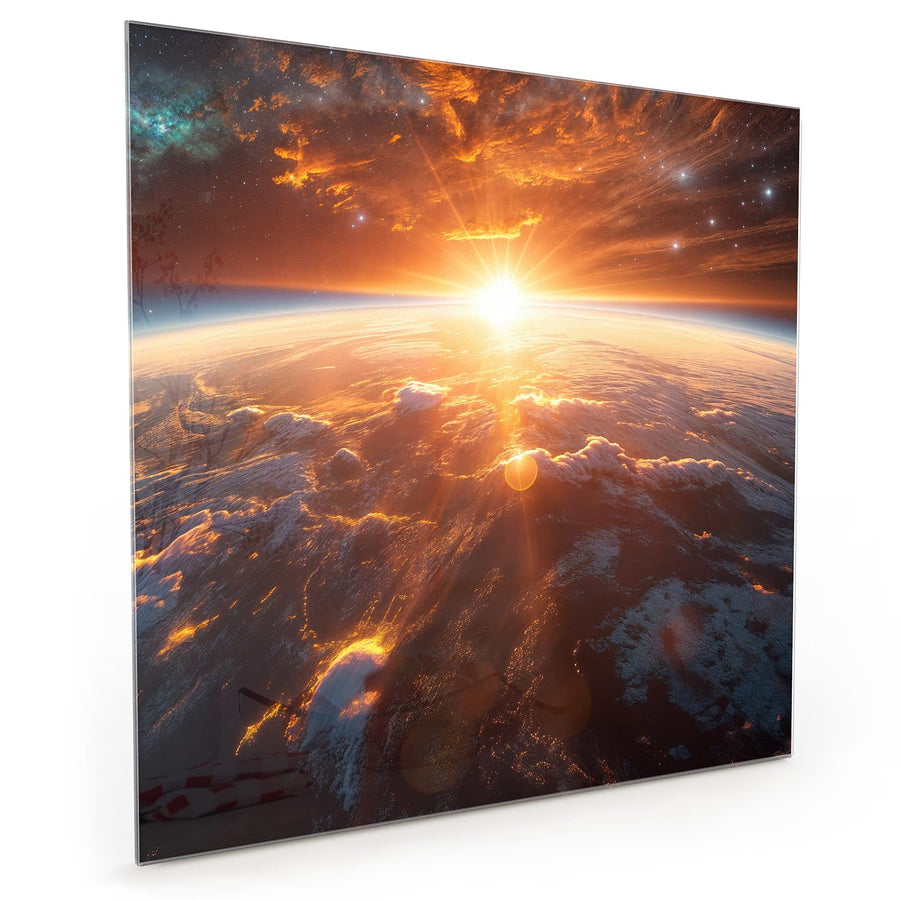 Maße Küchenrückwand Morgenrot über der Erde aus Glas