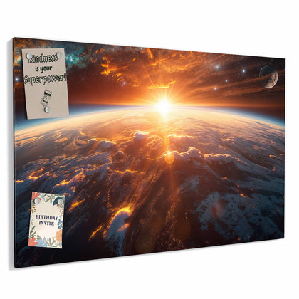 Metall Magnettafel mit dem Motiv Morgenrot über der Erde